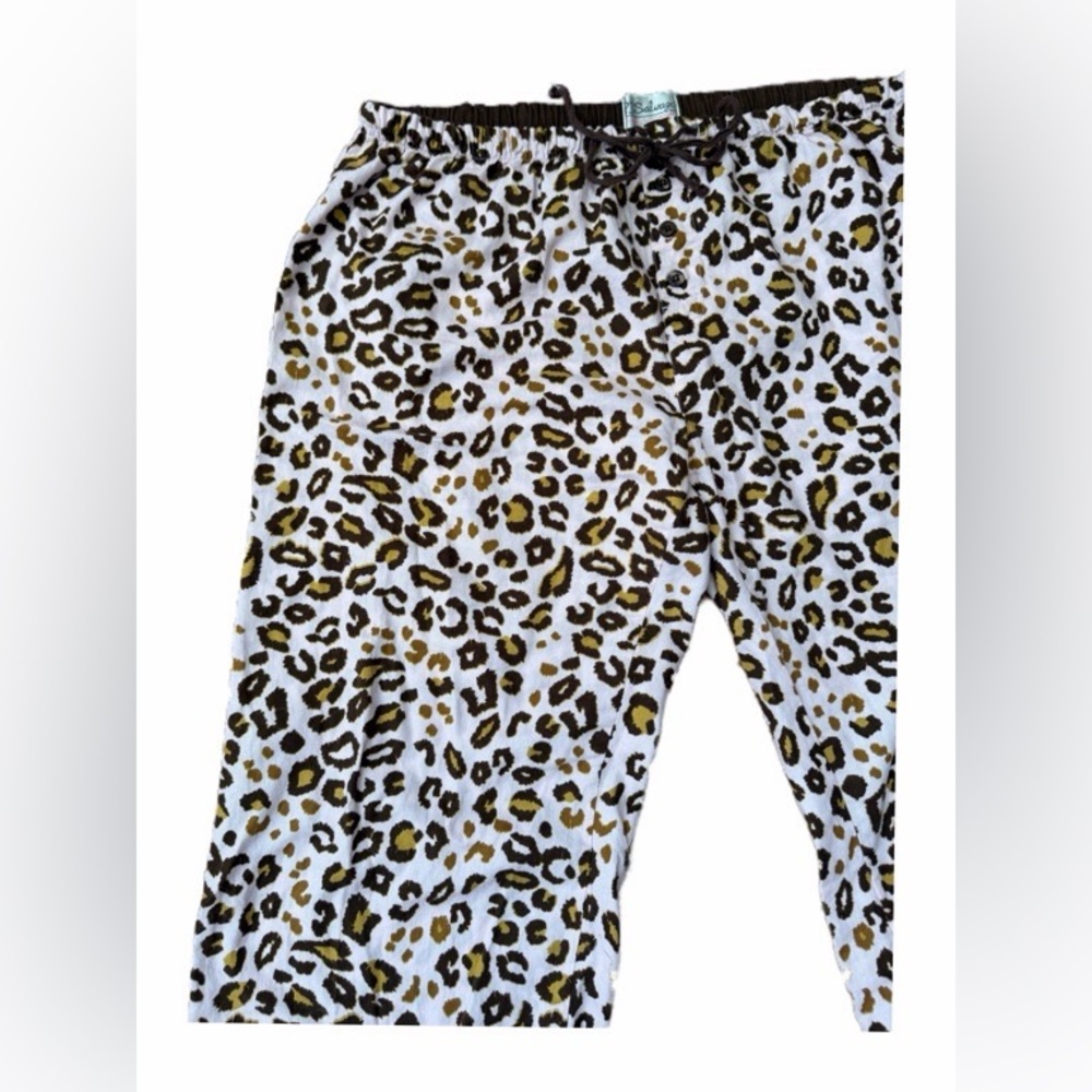 🌞PJ Salvage Leopard Print Women's Pajama Bottoms - White & Brown,EUC ,very cute